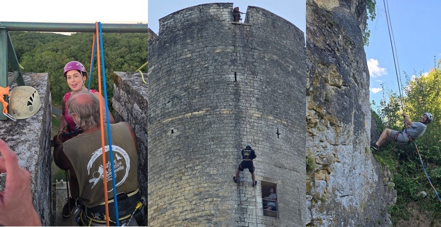 descente en rappel du donjon de Gavaudun